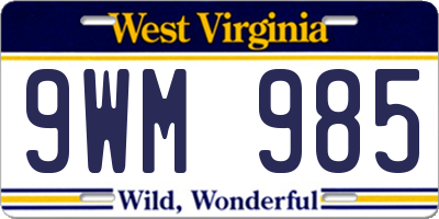 WV license plate 9WM985