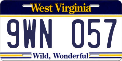 WV license plate 9WN057