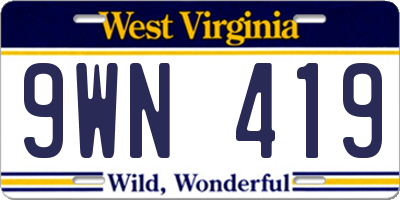 WV license plate 9WN419