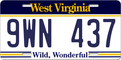 WV license plate 9WN437