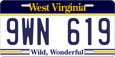 WV license plate 9WN619