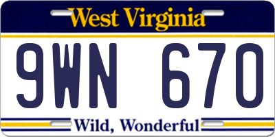 WV license plate 9WN670
