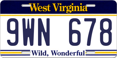 WV license plate 9WN678
