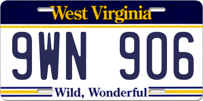 WV license plate 9WN906