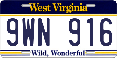 WV license plate 9WN916
