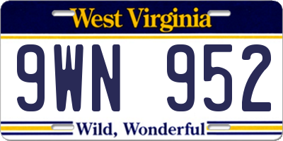 WV license plate 9WN952