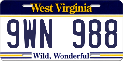 WV license plate 9WN988
