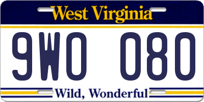 WV license plate 9WO080