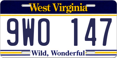 WV license plate 9WO147