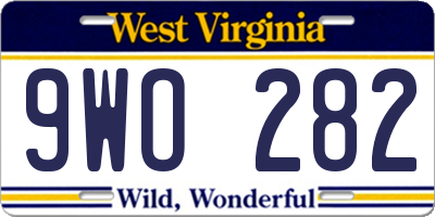 WV license plate 9WO282