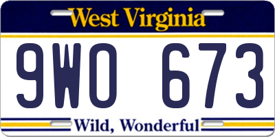 WV license plate 9WO673