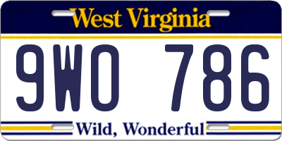 WV license plate 9WO786