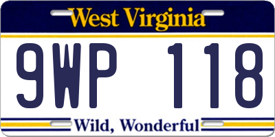 WV license plate 9WP118
