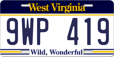 WV license plate 9WP419
