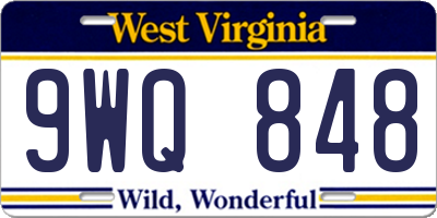 WV license plate 9WQ848