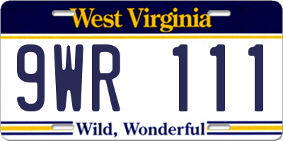 WV license plate 9WR111