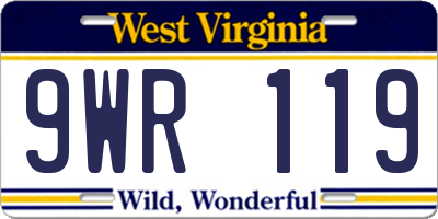 WV license plate 9WR119