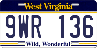 WV license plate 9WR136