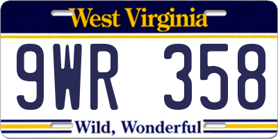 WV license plate 9WR358