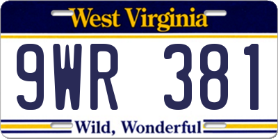 WV license plate 9WR381