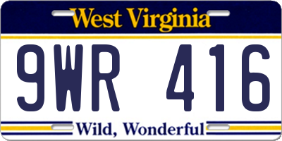 WV license plate 9WR416