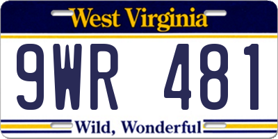 WV license plate 9WR481