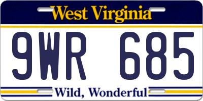 WV license plate 9WR685