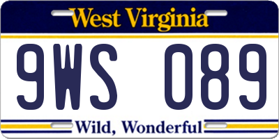 WV license plate 9WS089