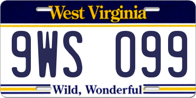 WV license plate 9WS099