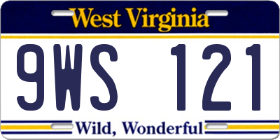 WV license plate 9WS121