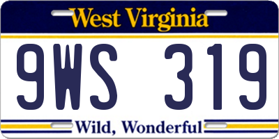 WV license plate 9WS319