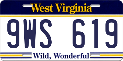 WV license plate 9WS619