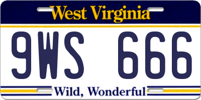 WV license plate 9WS666