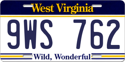 WV license plate 9WS762
