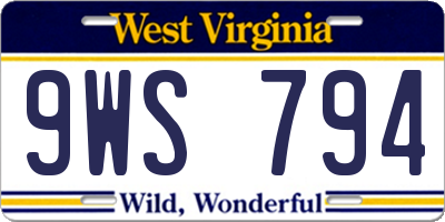 WV license plate 9WS794