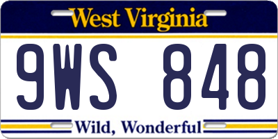 WV license plate 9WS848