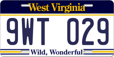 WV license plate 9WT029