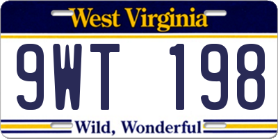 WV license plate 9WT198