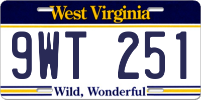 WV license plate 9WT251