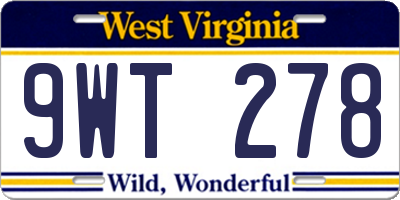 WV license plate 9WT278