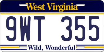 WV license plate 9WT355