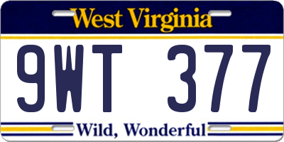 WV license plate 9WT377