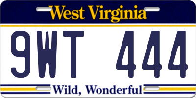 WV license plate 9WT444