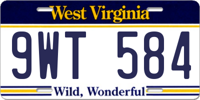 WV license plate 9WT584