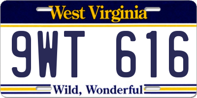 WV license plate 9WT616
