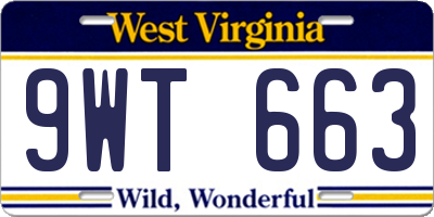WV license plate 9WT663