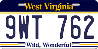 WV license plate 9WT762