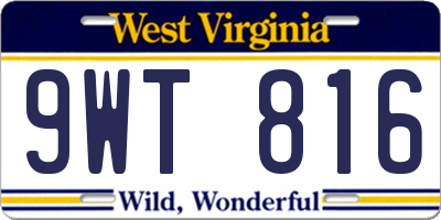 WV license plate 9WT816