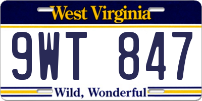 WV license plate 9WT847