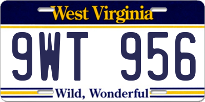 WV license plate 9WT956
